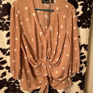 Blush and white dot blouse